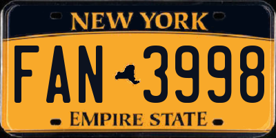 NY license plate FAN3998