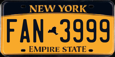NY license plate FAN3999