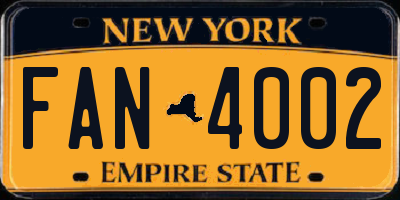 NY license plate FAN4002