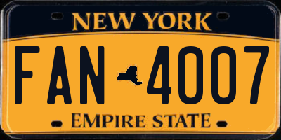 NY license plate FAN4007