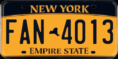 NY license plate FAN4013