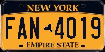 NY license plate FAN4019