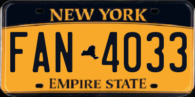 NY license plate FAN4033