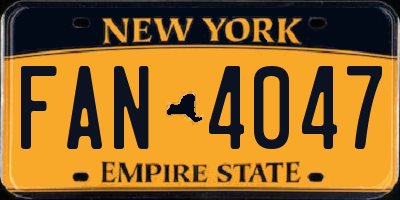 NY license plate FAN4047