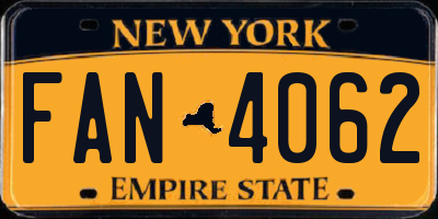 NY license plate FAN4062