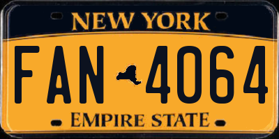 NY license plate FAN4064