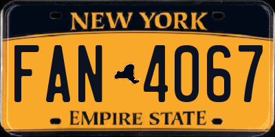 NY license plate FAN4067