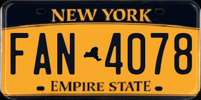 NY license plate FAN4078