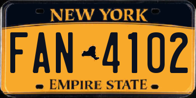 NY license plate FAN4102