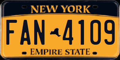 NY license plate FAN4109