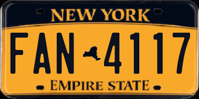 NY license plate FAN4117