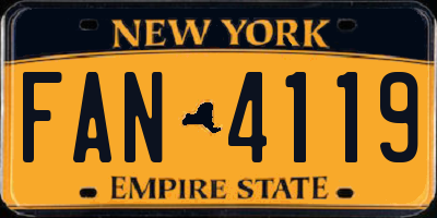 NY license plate FAN4119