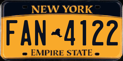 NY license plate FAN4122