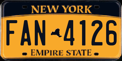 NY license plate FAN4126
