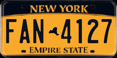 NY license plate FAN4127