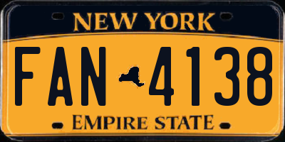 NY license plate FAN4138