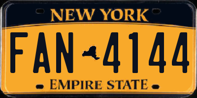 NY license plate FAN4144