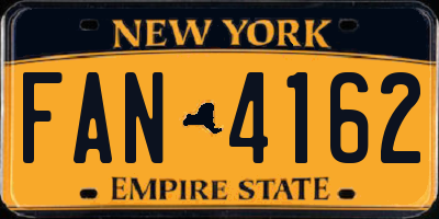 NY license plate FAN4162