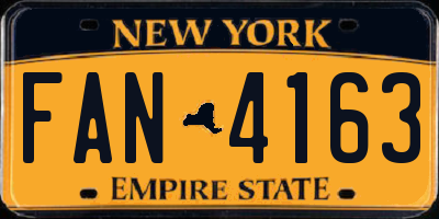 NY license plate FAN4163