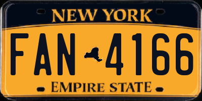 NY license plate FAN4166
