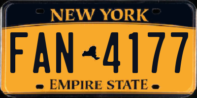 NY license plate FAN4177