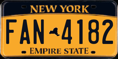 NY license plate FAN4182