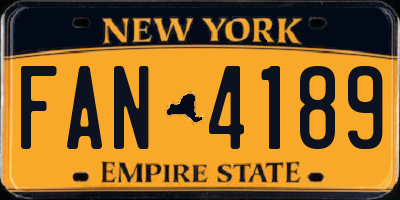 NY license plate FAN4189