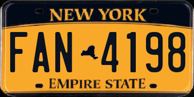 NY license plate FAN4198