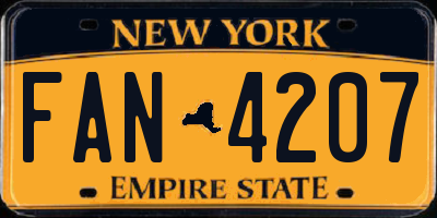 NY license plate FAN4207