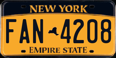 NY license plate FAN4208