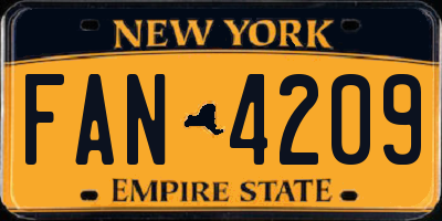 NY license plate FAN4209