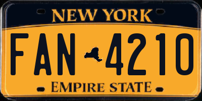 NY license plate FAN4210