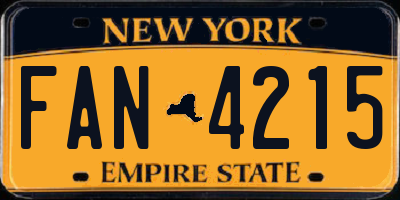 NY license plate FAN4215