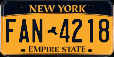 NY license plate FAN4218