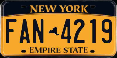 NY license plate FAN4219