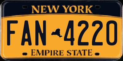 NY license plate FAN4220