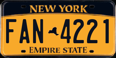 NY license plate FAN4221