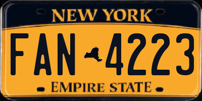 NY license plate FAN4223