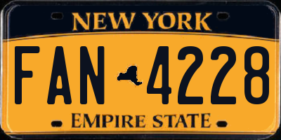 NY license plate FAN4228