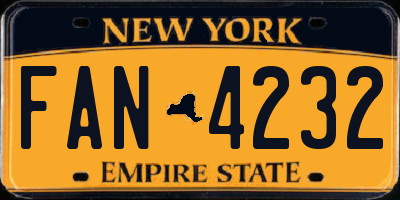 NY license plate FAN4232