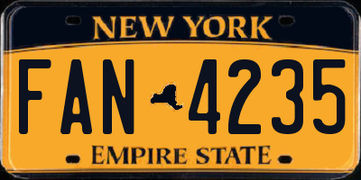 NY license plate FAN4235