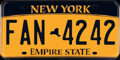 NY license plate FAN4242