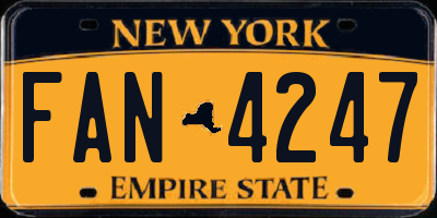 NY license plate FAN4247