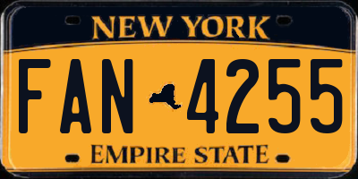 NY license plate FAN4255