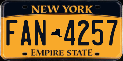 NY license plate FAN4257