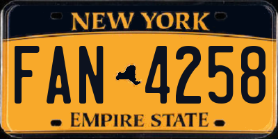 NY license plate FAN4258