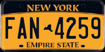 NY license plate FAN4259