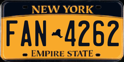 NY license plate FAN4262