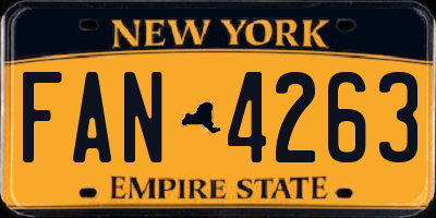 NY license plate FAN4263