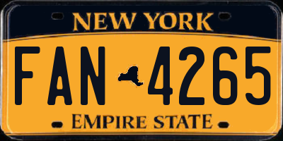 NY license plate FAN4265